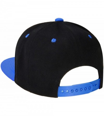 Baseball Caps Classic Snapback Hat Cap Hip Hop Style Flat Bill Blank Solid Color Adjustable Size - 1pc Black/Royal - CW18GND5...