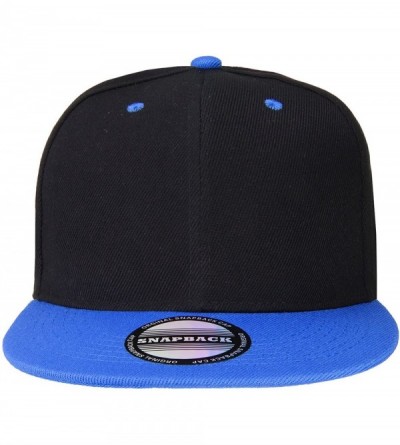 Baseball Caps Classic Snapback Hat Cap Hip Hop Style Flat Bill Blank Solid Color Adjustable Size - 1pc Black/Royal - CW18GND5...