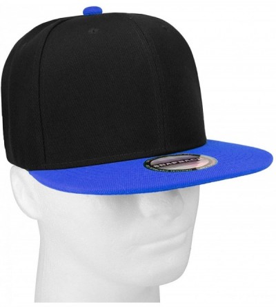 Baseball Caps Classic Snapback Hat Cap Hip Hop Style Flat Bill Blank Solid Color Adjustable Size - 1pc Black/Royal - CW18GND5...