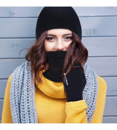 Skullies & Beanies Winter Beanie Hat Gloves Scarf for Men Women Touchscreen Gloves Warm Set Black - CL18ZW3XLZ9 $9.45