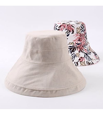 Sun Hats Floppy Brim Sun Hat UPF 50+ Cotton Wide Brim Beach Sun Protection Cap Adjustable Chin Strap Hat - 0822 Beige - CE18E...