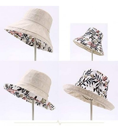 Sun Hats Floppy Brim Sun Hat UPF 50+ Cotton Wide Brim Beach Sun Protection Cap Adjustable Chin Strap Hat - 0822 Beige - CE18E...