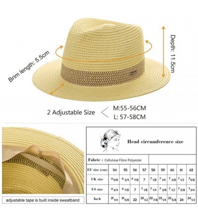 Fedoras Womens Straw Fedora Brim Panama Beach Havana Summer Sun Hat Party Floppy - 00738_white Blue - C618S0K04LG $17.95