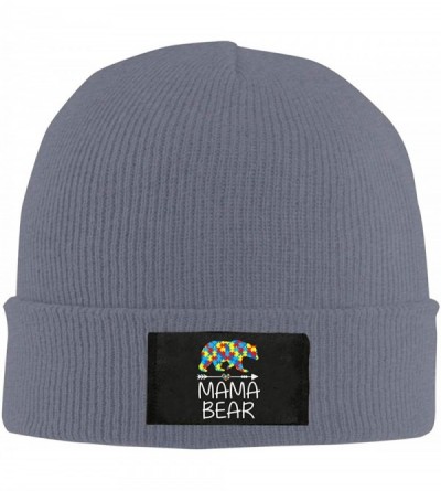 Skullies & Beanies Mens and Womens Funny Mama Bear Autism Awareness Knitting Hat- 100% Acrylic Warm Skiing Cap - Deep Heather...