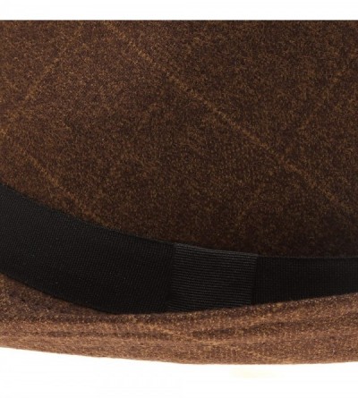 Fedoras Men's Classic Fashion Short Brim Trilby Structured Gangster Fedora Hat with Band - Marled Plaid- Brown - CU18WG527XU ...