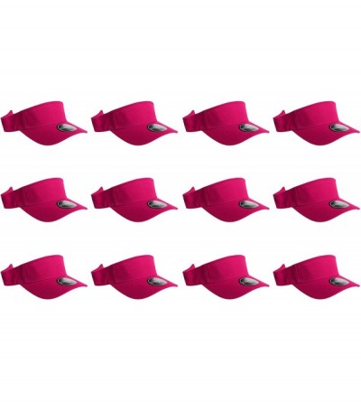 Visors 12 Pack Plain Visor Hats Adjustable Back Strap Tennis Golf Sun Hat - Hot Pink - CK186EYUYSA $34.22