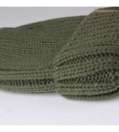 Skullies & Beanies Womens Winter Knitted Beanie Hat with Faux Fur Pom Fleece Lined Warm Beanie for Women - 14-pine Green - CK...