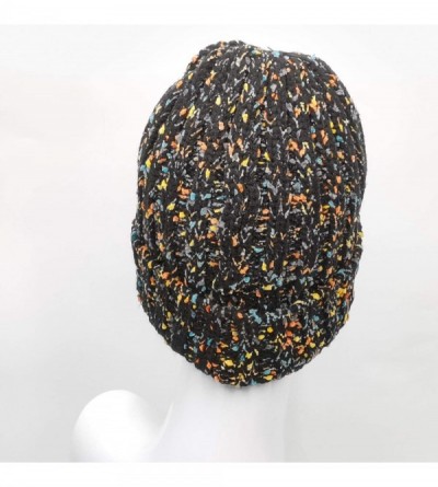 Skullies & Beanies Women's Winter Warm Colorful Flecked Yarn Rib Knit Beanie Hat with Reflective Stripe-Stretch Skull Cap - B...