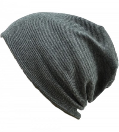 Skullies & Beanies Oversized Cotton Beanie Slouch Hat Ski Snowboard Hat Ribbed - Dark Grey - CN11HZHJZSB $14.34