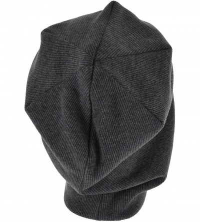 Skullies & Beanies Oversized Cotton Beanie Slouch Hat Ski Snowboard Hat Ribbed - Dark Grey - CN11HZHJZSB $14.34