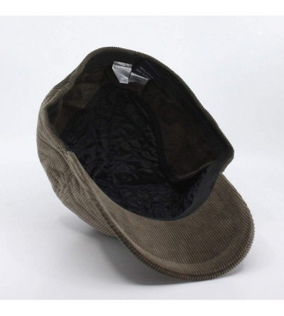 Newsboy Caps Classic Velour Knit/Corduroy Fleece Warmer Flap Billed Newsboy Cap - Olive W/Warmer Flap - CT188AUMUIZ $11.54