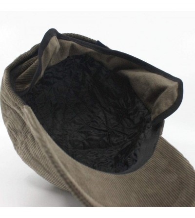 Newsboy Caps Classic Velour Knit/Corduroy Fleece Warmer Flap Billed Newsboy Cap - Olive W/Warmer Flap - CT188AUMUIZ $11.54