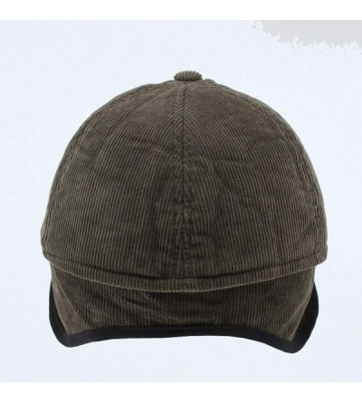 Newsboy Caps Classic Velour Knit/Corduroy Fleece Warmer Flap Billed Newsboy Cap - Olive W/Warmer Flap - CT188AUMUIZ $11.54