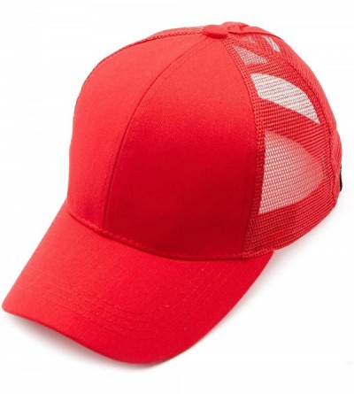 Baseball Caps Hatsandscarf Ponytail caps Messy Buns Trucker Plain Baseball Cap (BT-6) - Red - CI18Q3894GK $10.28