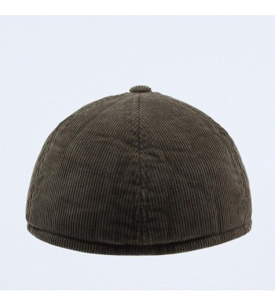 Newsboy Caps Classic Velour Knit/Corduroy Fleece Warmer Flap Billed Newsboy Cap - Olive W/Warmer Flap - CT188AUMUIZ $11.54