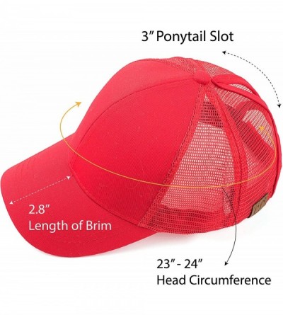 Baseball Caps Hatsandscarf Ponytail caps Messy Buns Trucker Plain Baseball Cap (BT-6) - Red - CI18Q3894GK $10.28