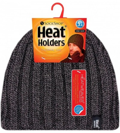 Skullies & Beanies Men's Plain Ribbed Knitted 3.4 tog Thermal Winter Beanie Hat Grey - C411HQSEK4N $21.47