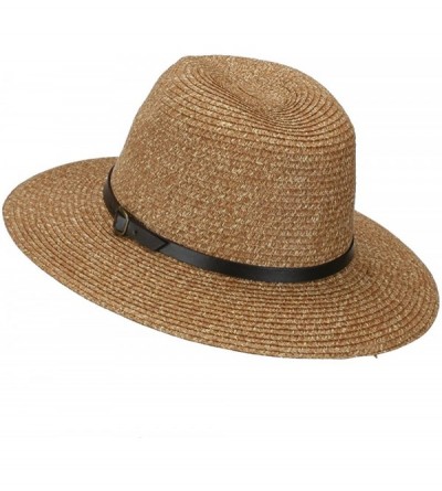 Fedoras Men's Large Brim with Belt Fedora - Brown - CT11WYQ8XBD $35.27