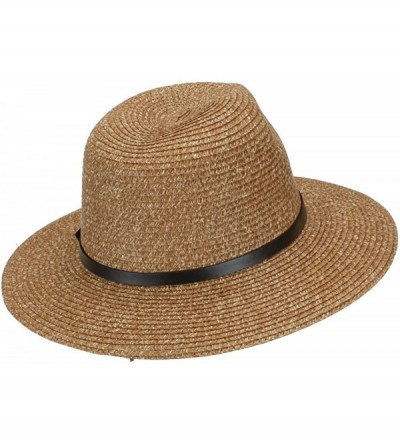 Fedoras Men's Large Brim with Belt Fedora - Brown - CT11WYQ8XBD $35.27