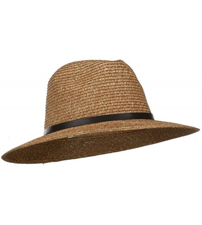 Fedoras Men's Large Brim with Belt Fedora - Brown - CT11WYQ8XBD $35.27