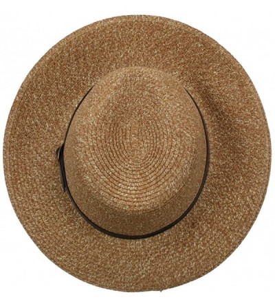 Fedoras Men's Large Brim with Belt Fedora - Brown - CT11WYQ8XBD $35.27