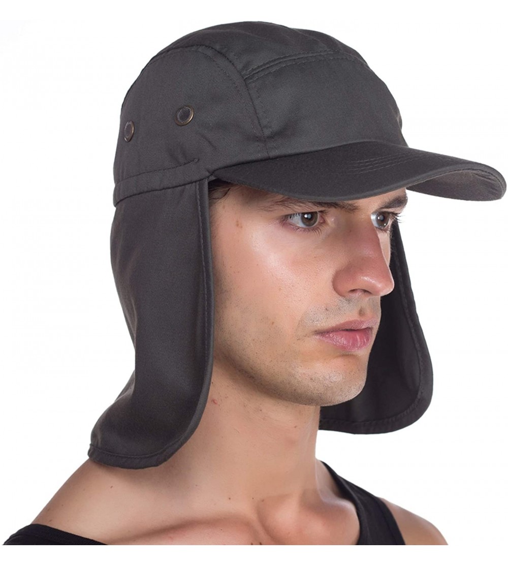 Sun Hats Fishing Sun Cap UV Protection - Ear Neck Flap Hat - Grey - CD182S7MUMM $10.59