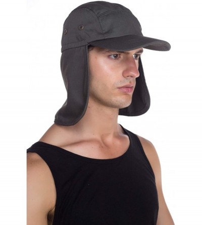 Sun Hats Fishing Sun Cap UV Protection - Ear Neck Flap Hat - Grey - CD182S7MUMM $10.59