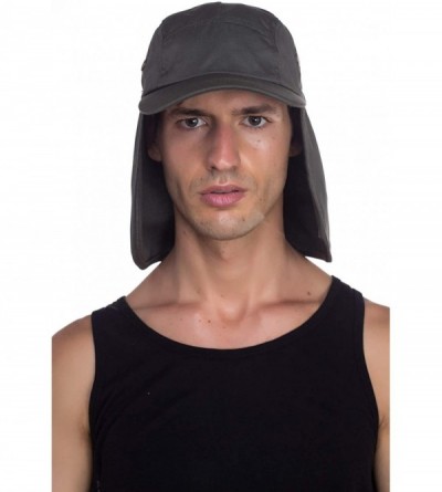 Sun Hats Fishing Sun Cap UV Protection - Ear Neck Flap Hat - Grey - CD182S7MUMM $10.59