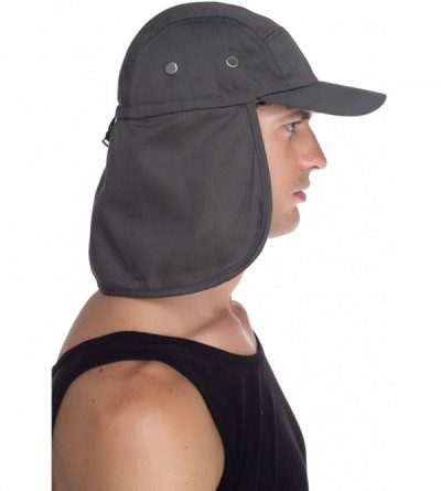 Sun Hats Fishing Sun Cap UV Protection - Ear Neck Flap Hat - Grey - CD182S7MUMM $10.59