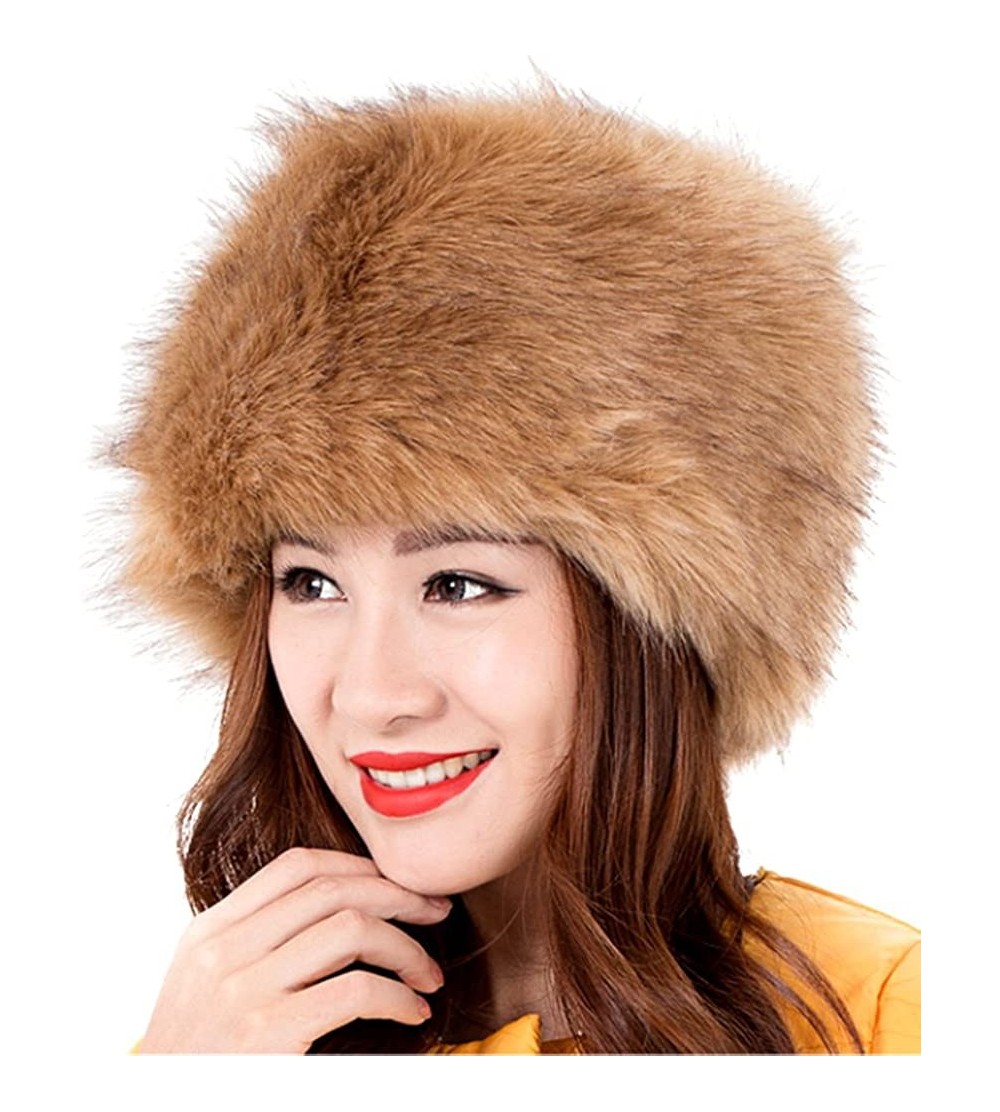 Skullies & Beanies Women's Warmth Furry Russian Winter Beanie Hat - Khaki - CY12O6SF216 $24.08