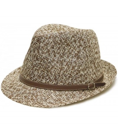 Fedoras Pamoa Pms510 Dent Trilby Summer Fedora Hat - Brown - CL12D8OBMKX $16.77