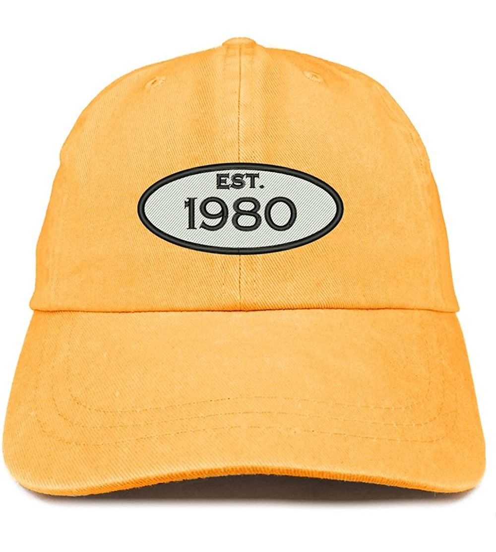 Baseball Caps Established 1980 Embroidered 40th Birthday Gift Pigment Dyed Washed Cotton Cap - Mango - C4180MWDRM5 $21.04