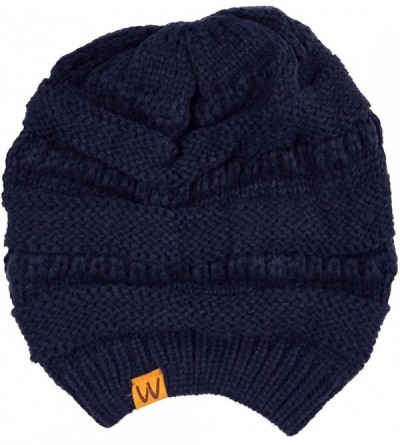 Skullies & Beanies Winter Warm Knitted Infinity Scarf and Beanie Hat - Navy_1 - CB18ZTXWEZT $14.86