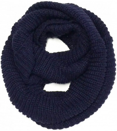 Skullies & Beanies Winter Warm Knitted Infinity Scarf and Beanie Hat - Navy_1 - CB18ZTXWEZT $14.86