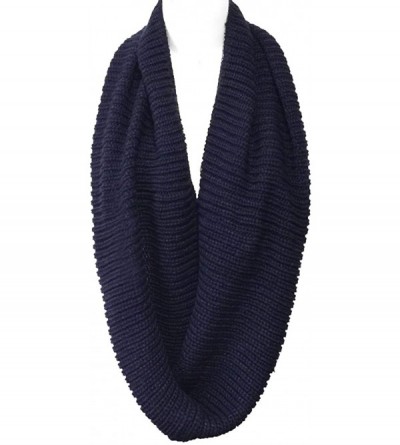 Skullies & Beanies Winter Warm Knitted Infinity Scarf and Beanie Hat - Navy_1 - CB18ZTXWEZT $14.86