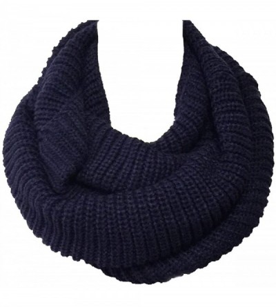 Skullies & Beanies Winter Warm Knitted Infinity Scarf and Beanie Hat - Navy_1 - CB18ZTXWEZT $14.86