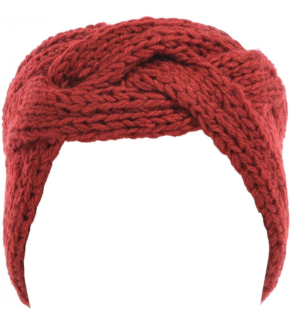 Headbands Women's Solid Cable Knitted Headband Headwrap Comfortable - Red. - C012GUFUY79 $19.67