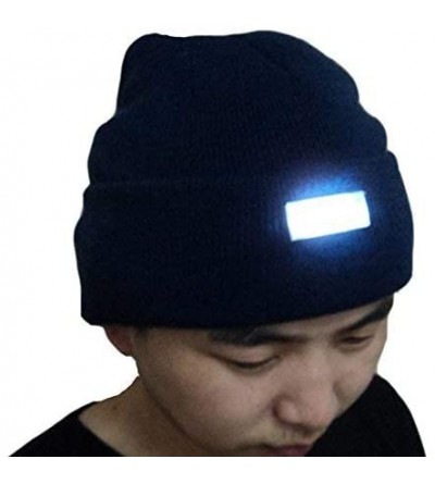 Skullies & Beanies Mens Winter 5 lED Lights Lighted Night Fishing Knitt Beanie Hat Cap Roll-up Brim - Purple - CU1298509BJ $1...