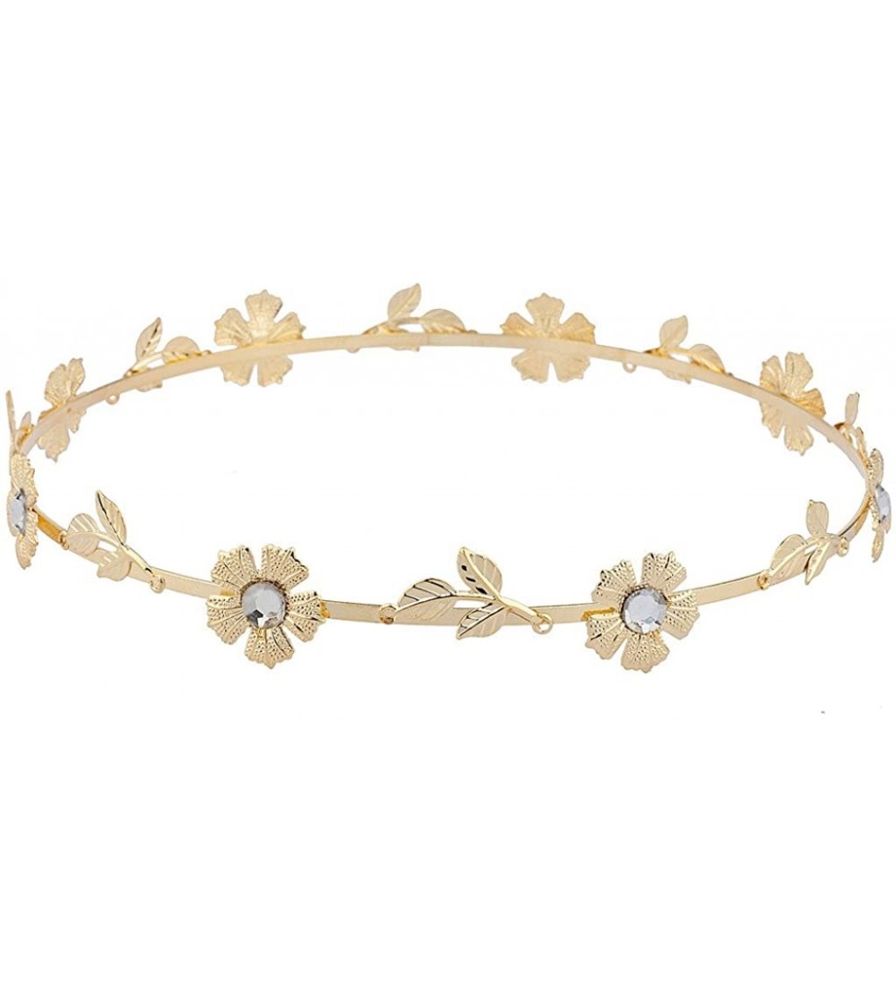 Headbands Cyrstal Floral Flower Metal Leaf Head Hair Crown - CI129JUIDFH $6.94