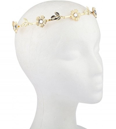 Headbands Cyrstal Floral Flower Metal Leaf Head Hair Crown - CI129JUIDFH $6.94