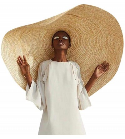 Sun Hats Fashion Large Sun Hat Beach Anti-UV Sun Protection Foldable Straw Cap Cover Up - Khaki - CI18UL7Z5UD $25.78