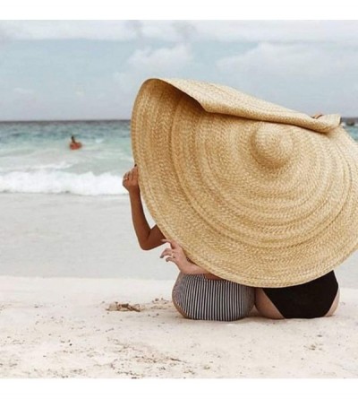 Sun Hats Fashion Large Sun Hat Beach Anti-UV Sun Protection Foldable Straw Cap Cover Up - Khaki - CI18UL7Z5UD $25.78