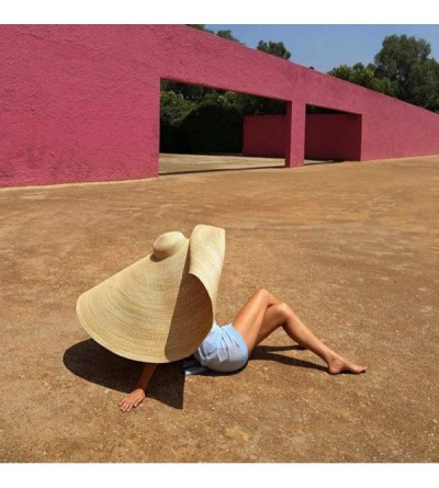 Sun Hats Fashion Large Sun Hat Beach Anti-UV Sun Protection Foldable Straw Cap Cover Up - Khaki - CI18UL7Z5UD $25.78