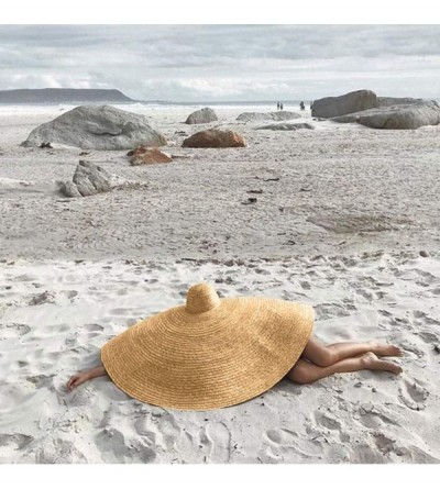 Sun Hats Fashion Large Sun Hat Beach Anti-UV Sun Protection Foldable Straw Cap Cover Up - Khaki - CI18UL7Z5UD $25.78