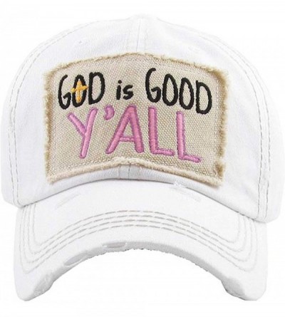 Baseball Caps Women's God is Good Y'all Vintage Baseball Hat Cap - White - CO18UZQ80EG $40.05