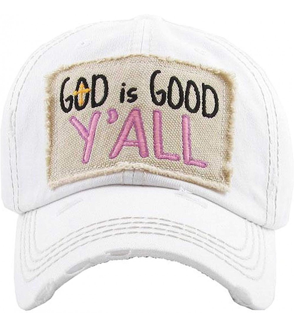 Baseball Caps Women's God is Good Y'all Vintage Baseball Hat Cap - White - CO18UZQ80EG $20.02