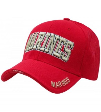 Baseball Caps US Military Legend Branch Logo Rich Embroidered Baseball Caps S001 - Marine Txt Red - CU11JZ3O7BX $23.25