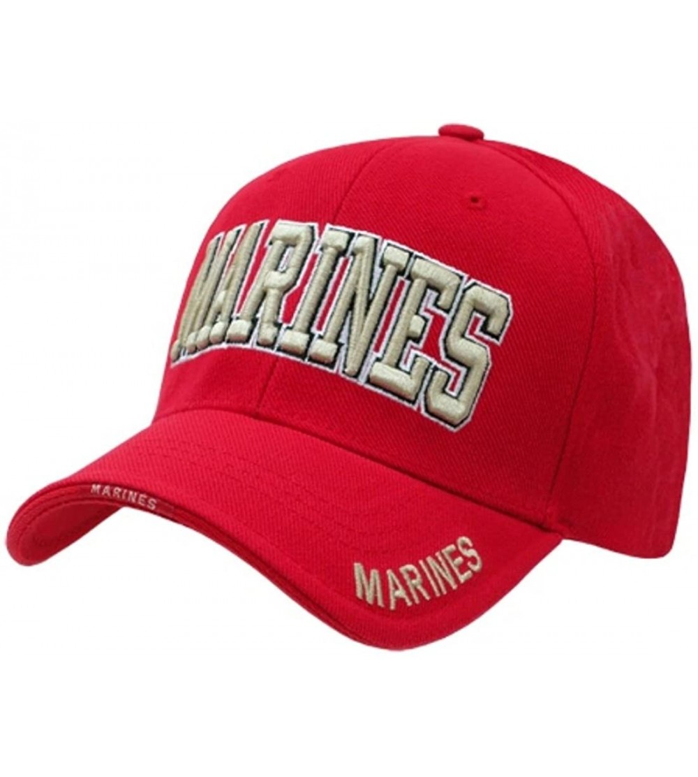 Baseball Caps US Military Legend Branch Logo Rich Embroidered Baseball Caps S001 - Marine Txt Red - CU11JZ3O7BX $23.25