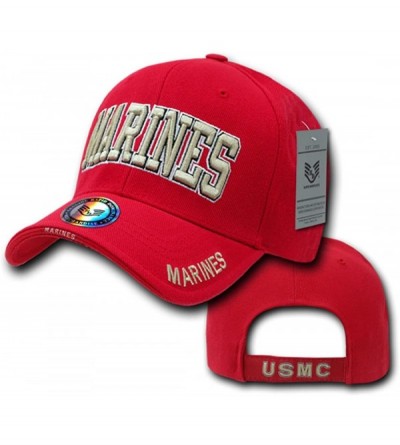 Baseball Caps US Military Legend Branch Logo Rich Embroidered Baseball Caps S001 - Marine Txt Red - CU11JZ3O7BX $23.25