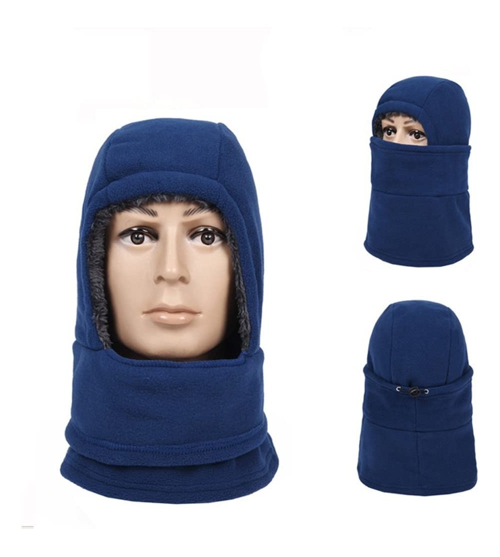 Balaclavas Winter Windproof Polar Fleece Neck Warmer Balaclava Hooded Face Mask Ski Hood Snowboard Mask - Balaclava Blue - C8...